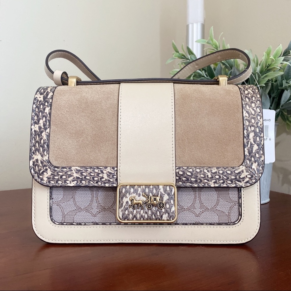 Coach Alie Shoulder Bag In Signature Jacquard With Snakeskin Detail